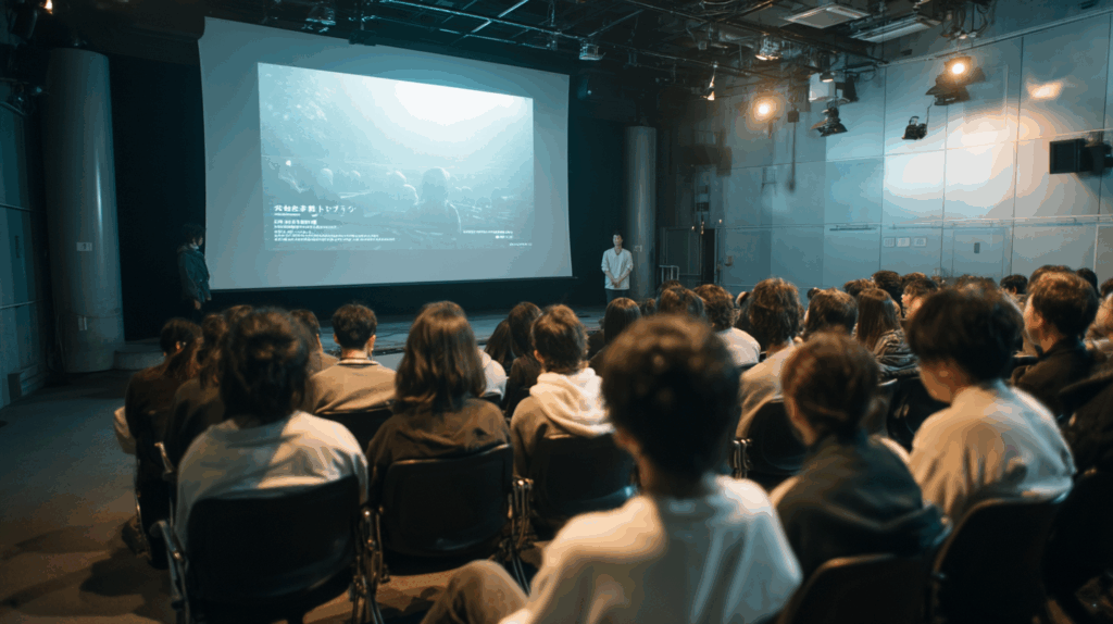 kazunori6562_A_photorealistic_indoor_film_screening_at_a_mode_3606c6ae-305d-4331-9d27-7946fa4dcb60_1
